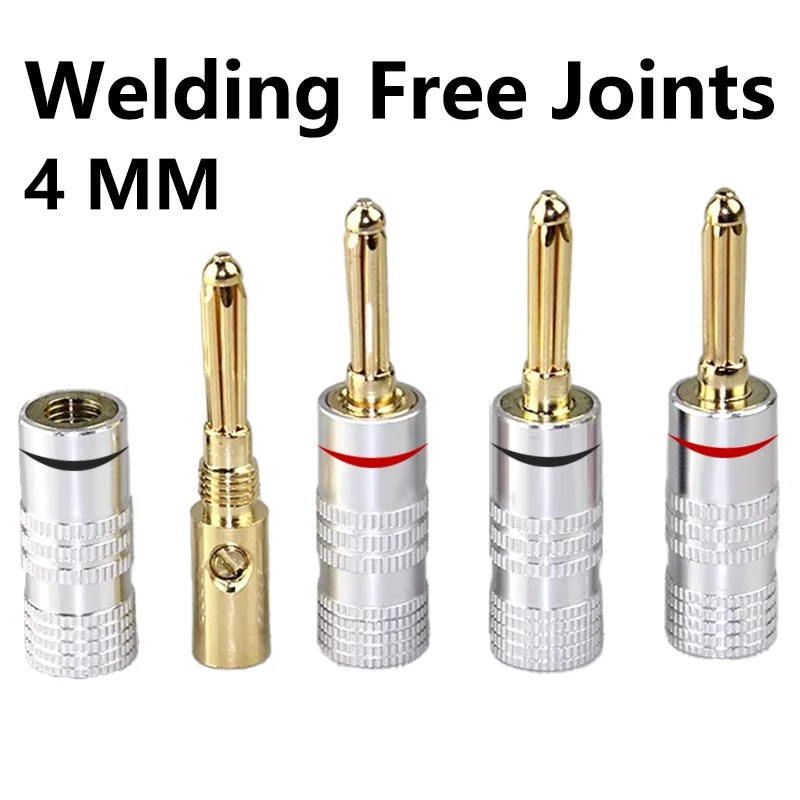 

10PCS 24k Gold Plated 4mm Plug Audio Amplifier Speaker Gold Plated Copper Plug Terminal GD Amp Banana Plug