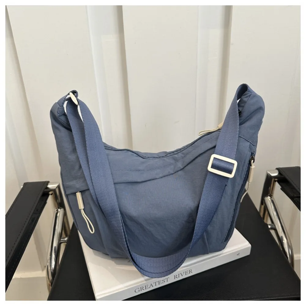 

New Canvas Crossbody Bags Adjustable Strap Large Capacity School Shoulder Bag Multi-pocket Daily Use Dumpling Bag for Students