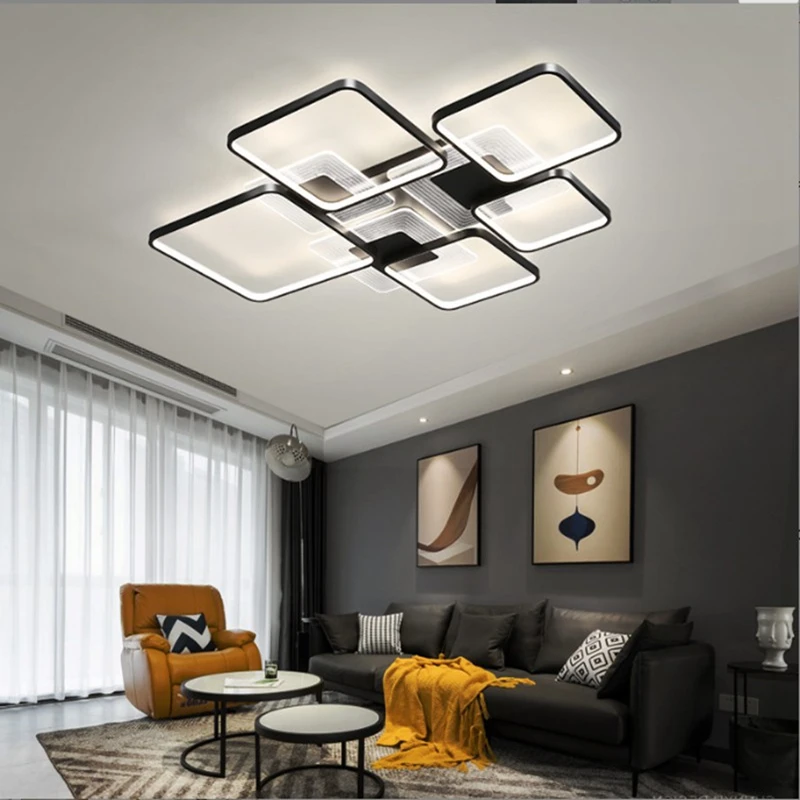 

Nordic Personality LED Ceiling Light Luxury Hall Chandelier Bedroom Dining Room Balck Gold Indoor Lighting With Remote Control