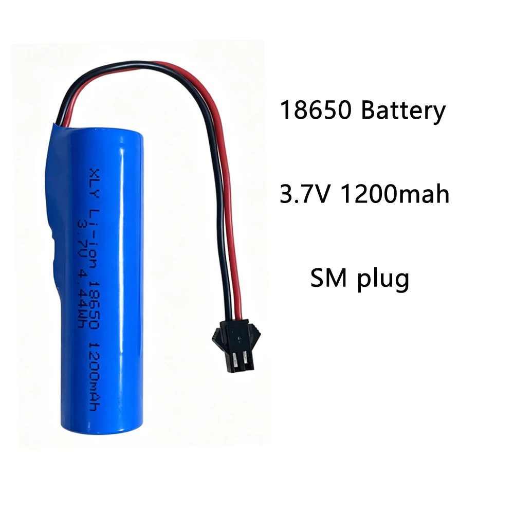 3.7V 18650 1200mAh Rechargeable Lithium Battery SM Plug for Toy Car Bubble Machine Electric Toy Protective Board