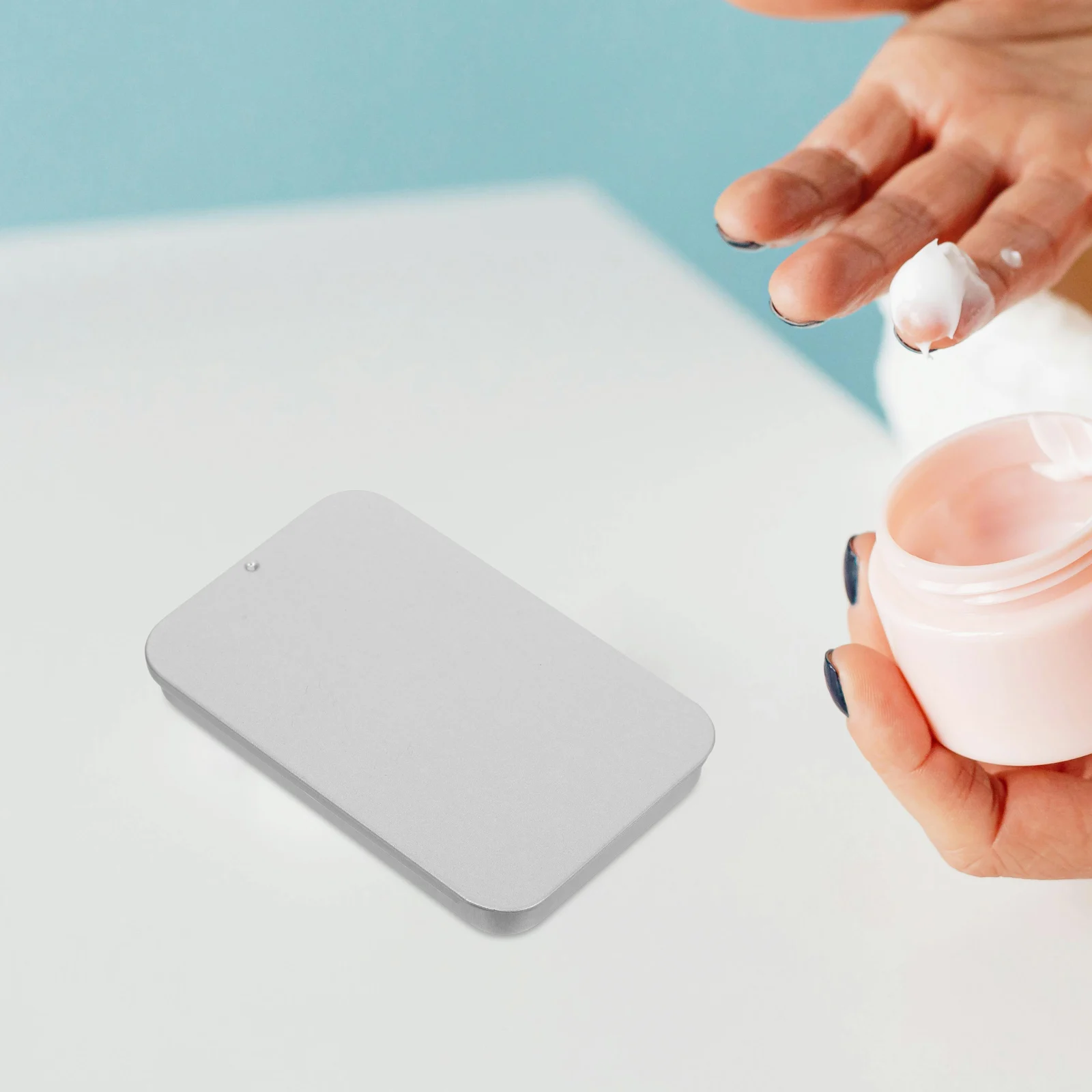 

2 pcs Balm Box Metal Container Portable Mini Tin Boxes Lidded Cookie Tins Dental Floss Case Candy Slide Top Storage Organizer