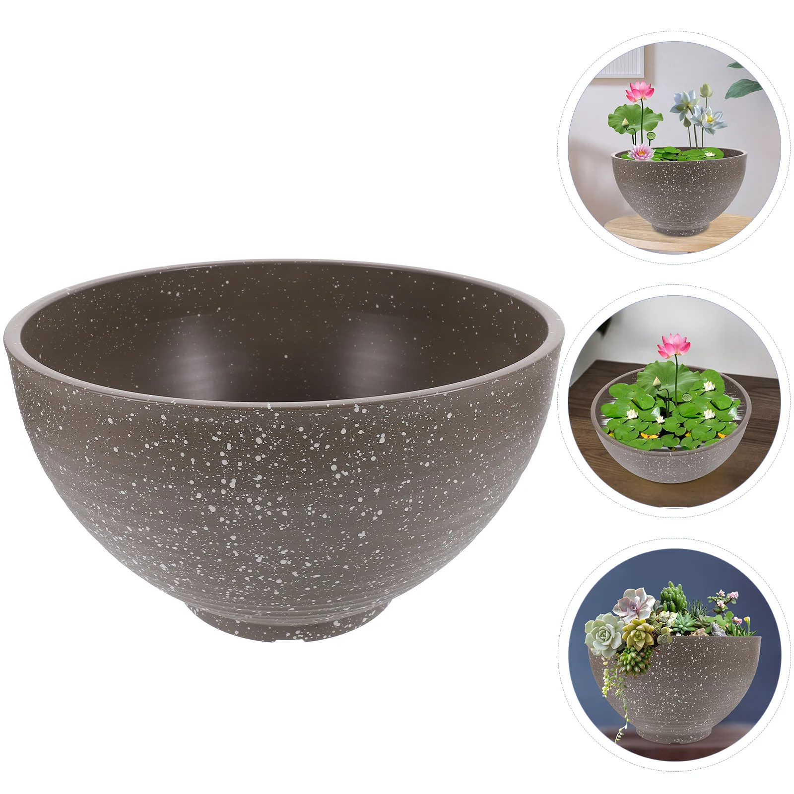 

30cm Stone Bowl Planter Smooth Hydroponic Fish Tank Plastic Pot Balcony Decor Daffodil Bowl Plant Container Home Office