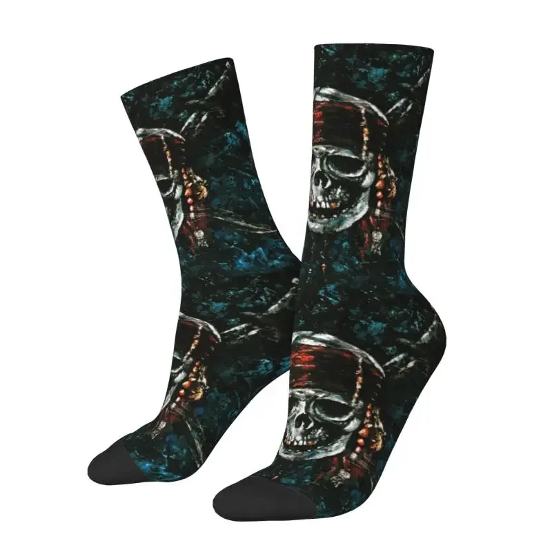 

Y2K Jolly Roger Men Women Crew Unisex Fun 3D Printing Pirate Of The Caribbean Sparrow Jack Dress Socks