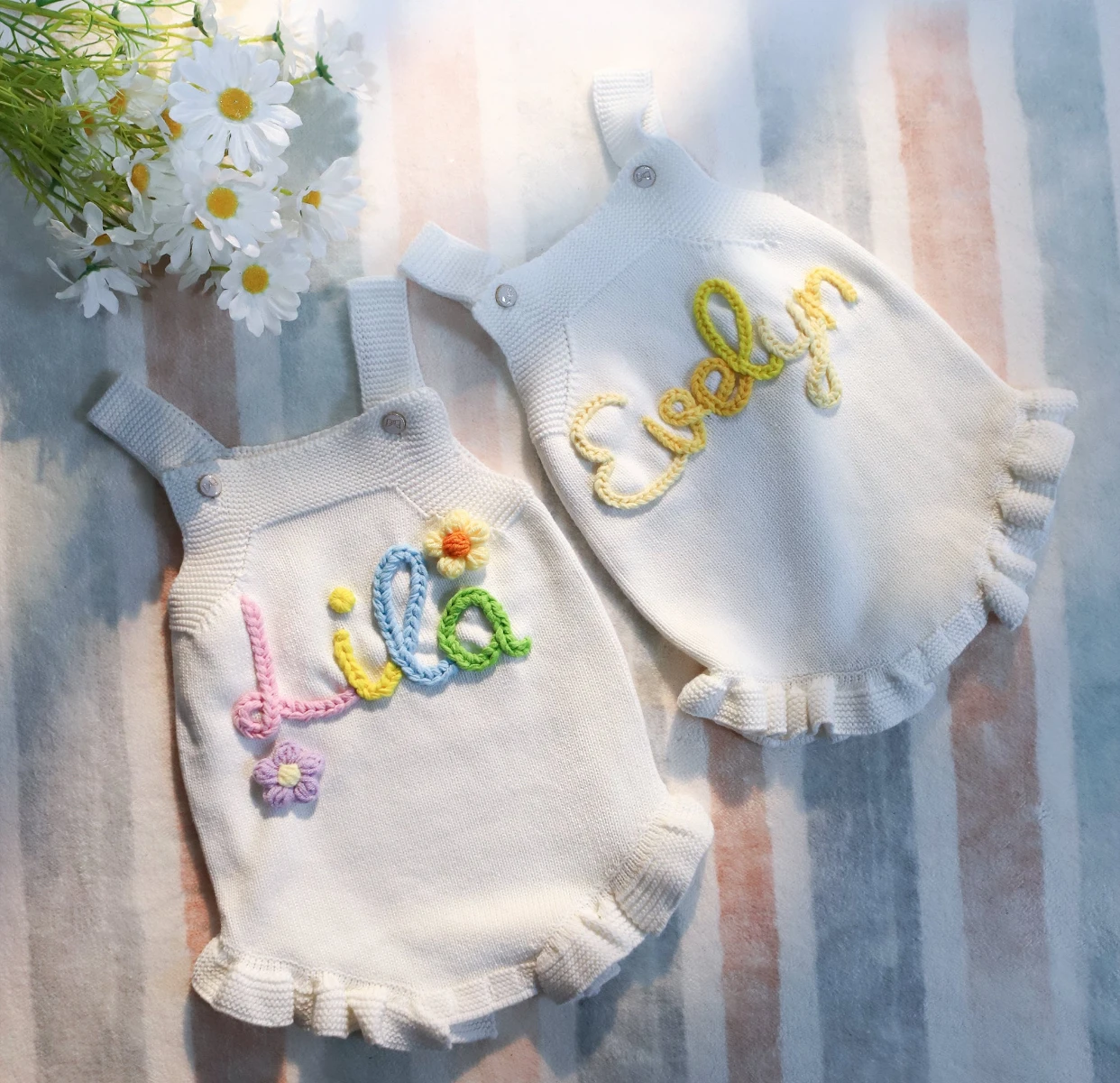 Personalized Baby Knit Bodysuit Custom Name One Piece Spring Infants Children Girls Gifts Clothes New Born Ropa Para Bebe Romper