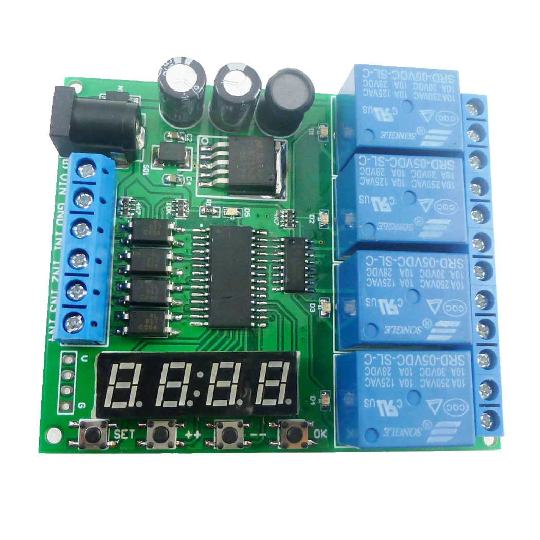 1PCS/5PCS  DC 12V 4 Channel Multifunction Cycle Delay Timer Relay Module for Timing Loop Interlock Self-locking