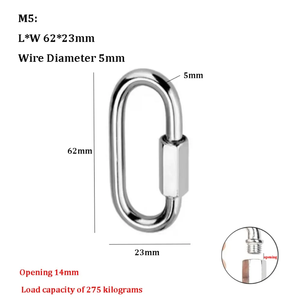 High Quality M3.5~M14 Screw Lock Stainless Steel New Climbing Gear Carabiner Chain Connecting Ring