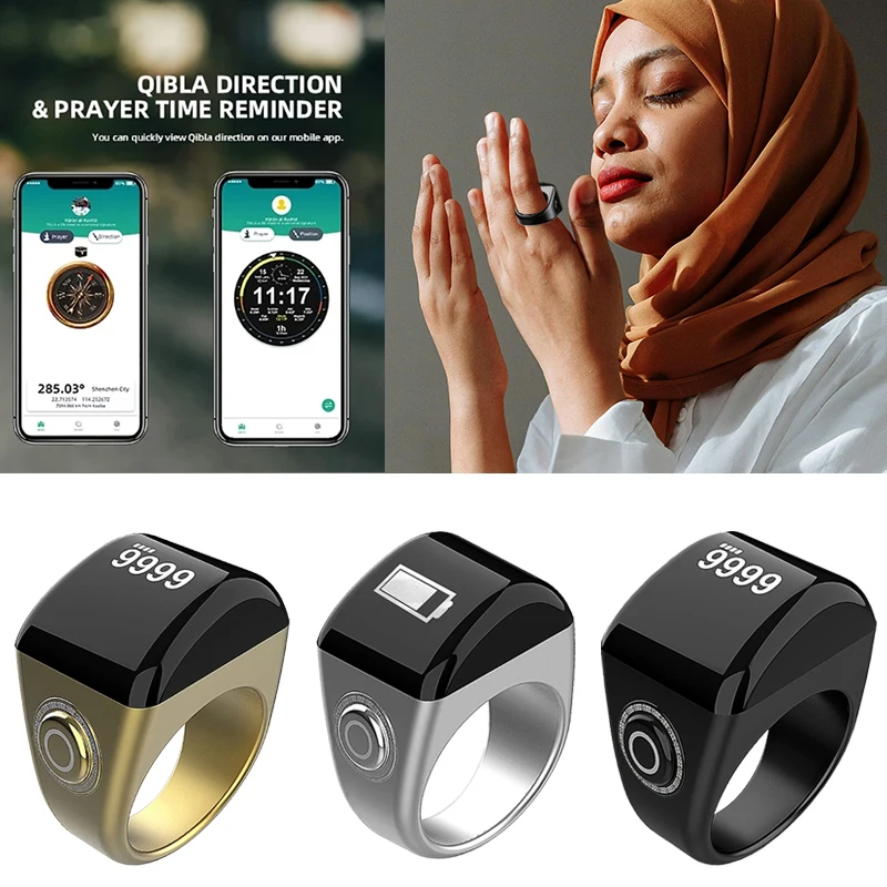 Smart tasbih TALLY Digital Counter สำหรับชาวมุสลิม tasbeeh zikr Ring 5เครื่องเตือนการสั่นสะเทือนเวลาสวดมนต์กันน้ำ