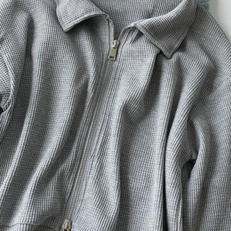 معطف قصير من القطن للنساء للخريف، الطبعة الكورية، تصميم جديد فضفاض بسحاب مزدوج، سترة غير رسمية للسيدات