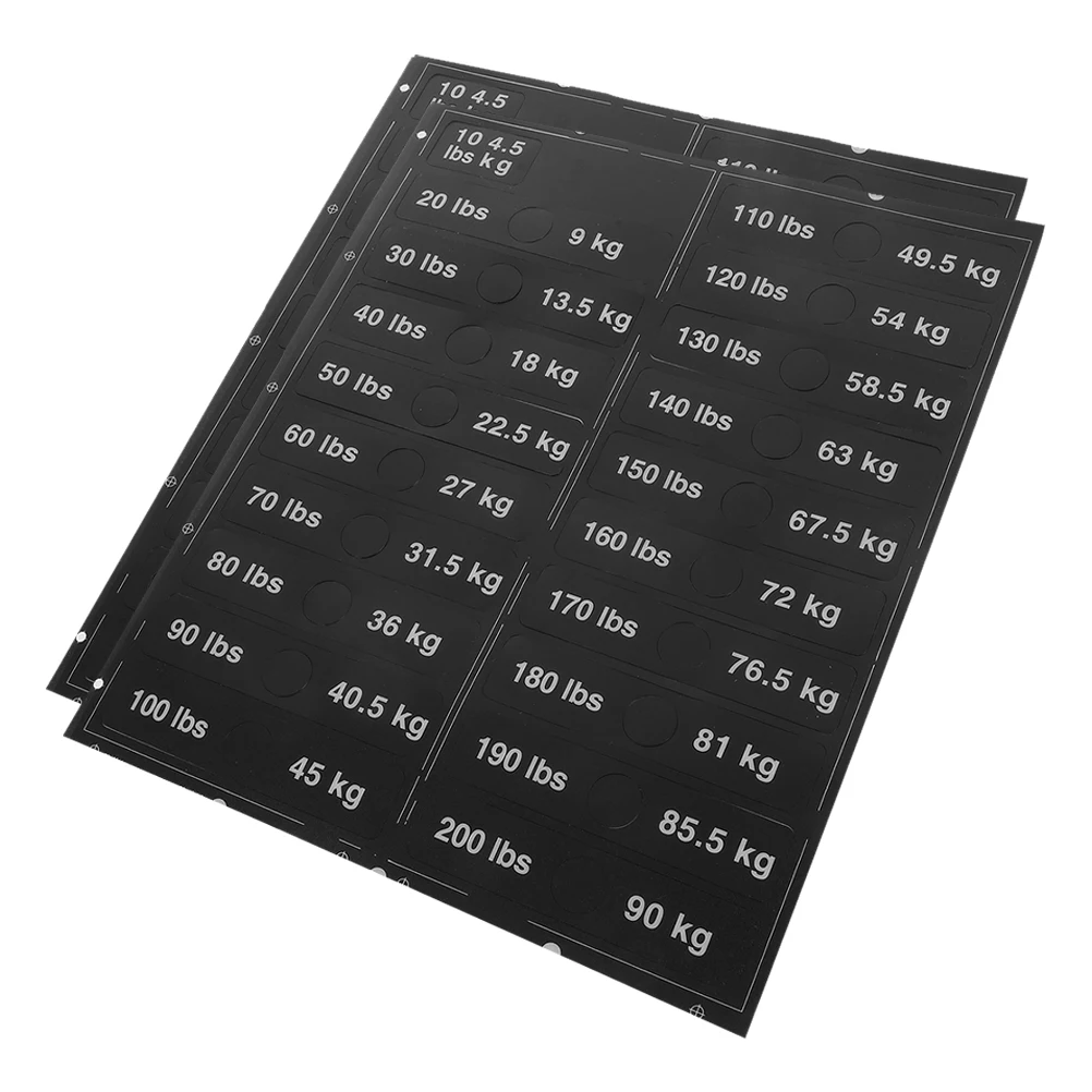 

2 Sheets Weight Label Gym Equipment Accessories Block Pvc Self-adhesive Lifting Stickers Fitness