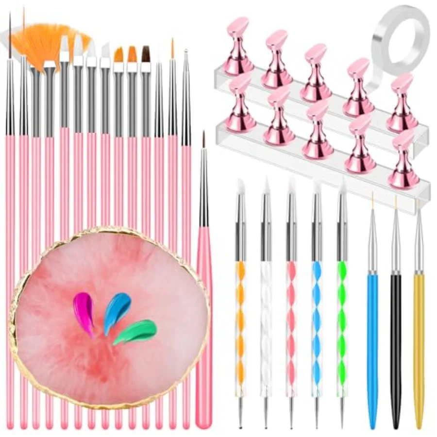 

Nail Art Design Tools, Nail Stand Holder for Painting Nails, Nail Art Brushes, Nail Dotting Sculpting Gel Tool, French Tip Tool