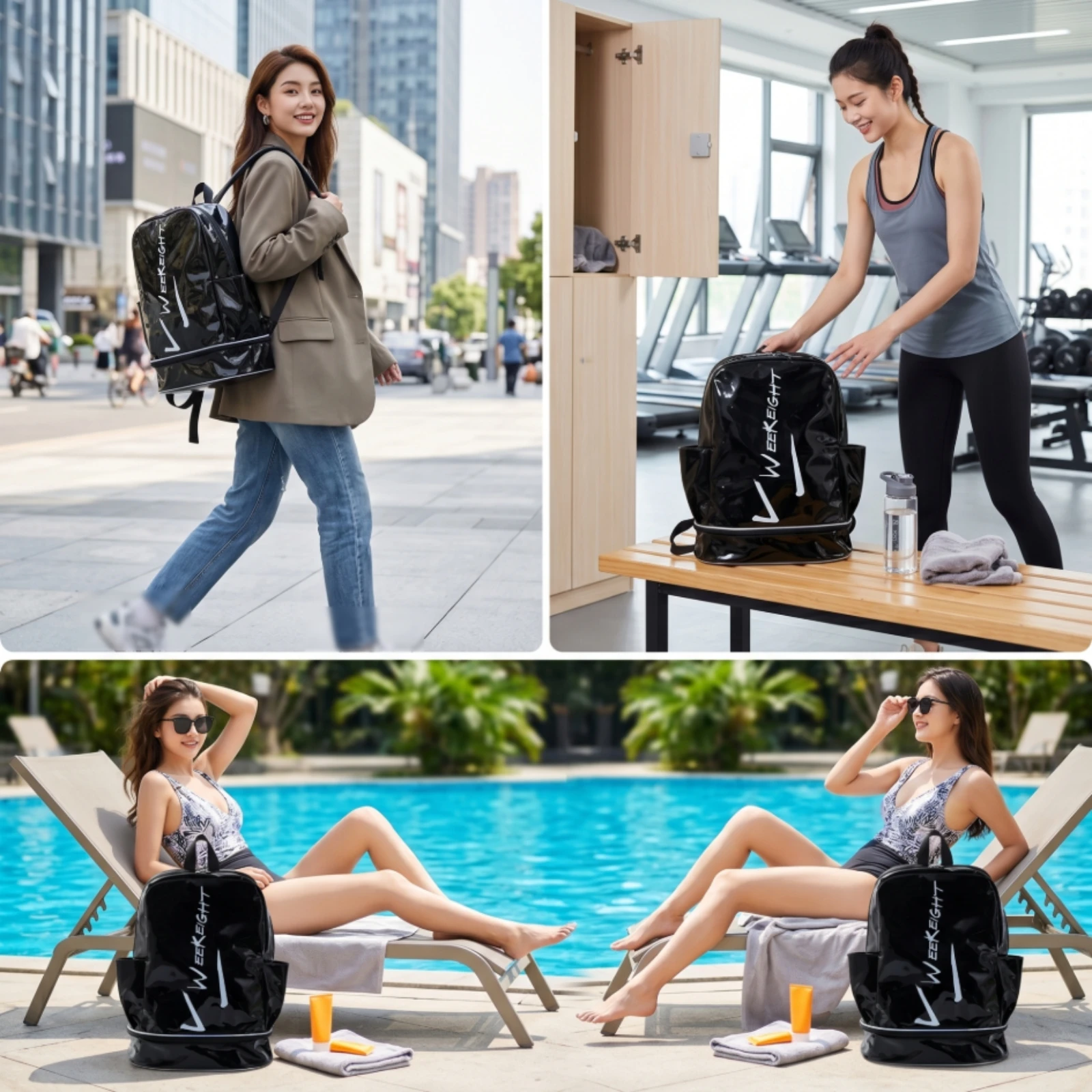 Waterproof Backpack Easy-to-Clean PVC Backpack Knapsack Portable for Travelers, Travel, Gym