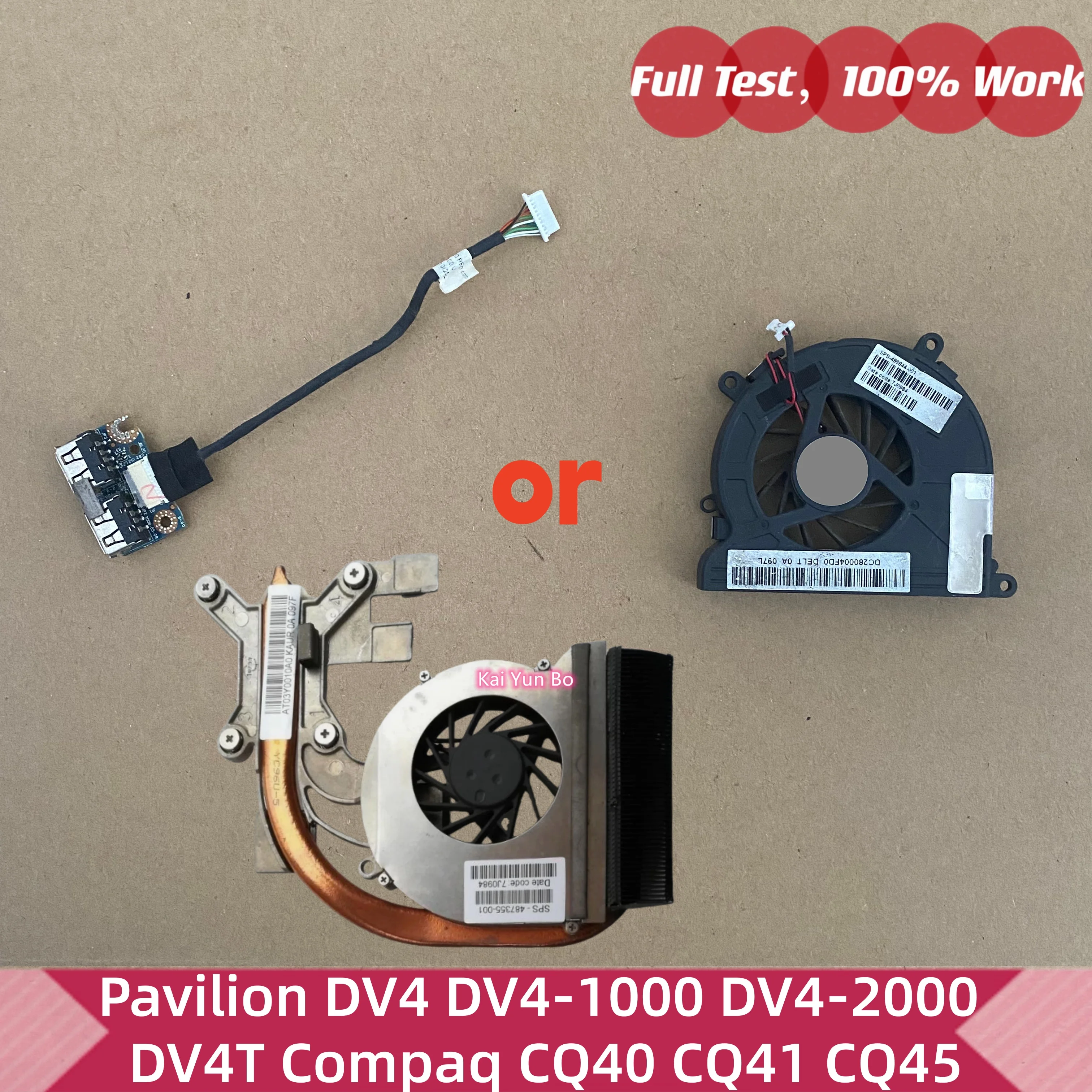 Disipador de Calor o Ventilador o Placa USB con Cable para Portátil HP Pavilion DV4 DV4-1000 DV4-2000 DV4T Compaq CQ40 CQ41 CQ45 486844-001 LS-4101P DA280004FS0 DA280004FF0 DC02000IQ00 AT03Y0010A0 487355-001