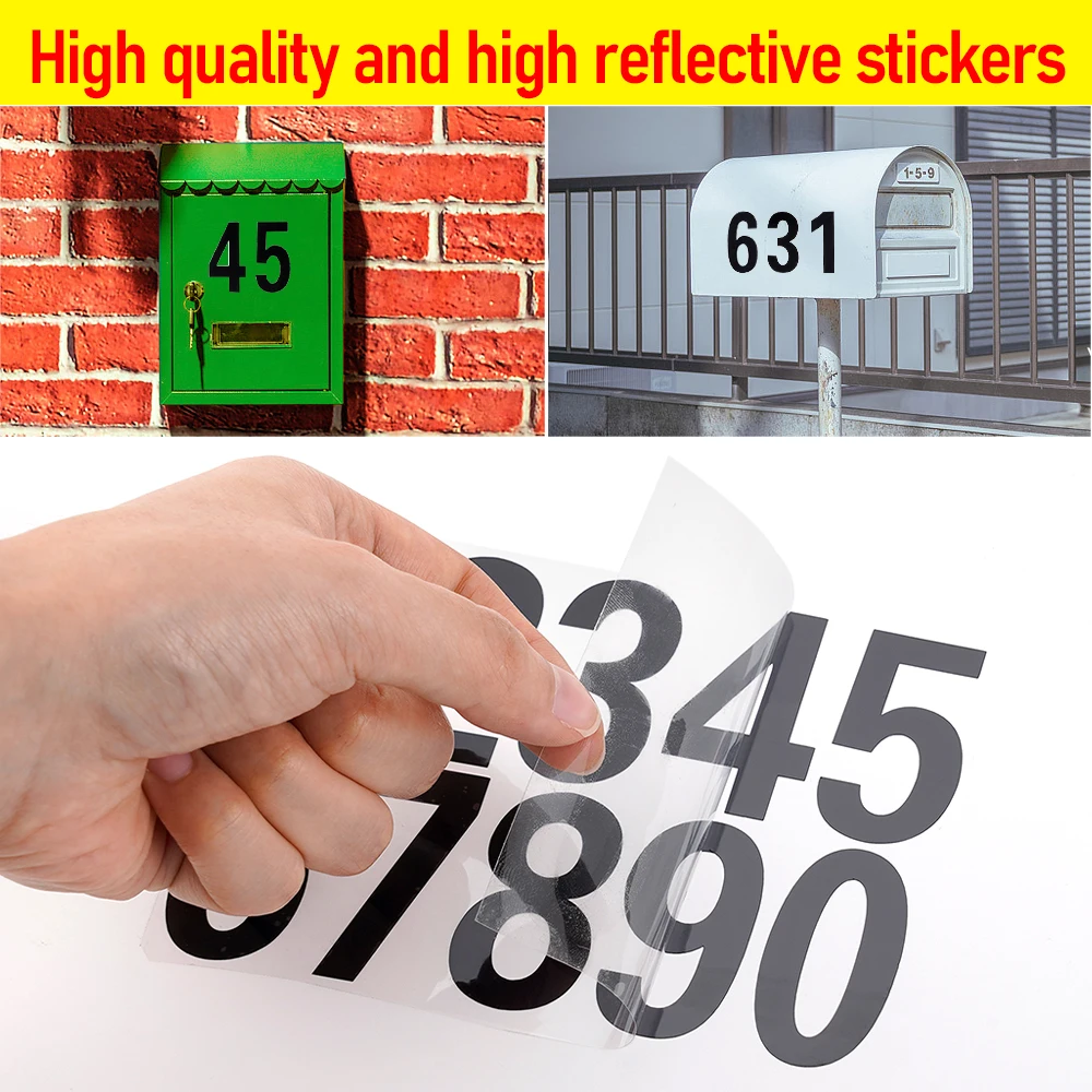 Car or House Door Street Address Mailbox Number Digits Numeral Car Room Gate Vinyl Decal Reflective Stickers White Black Sticker