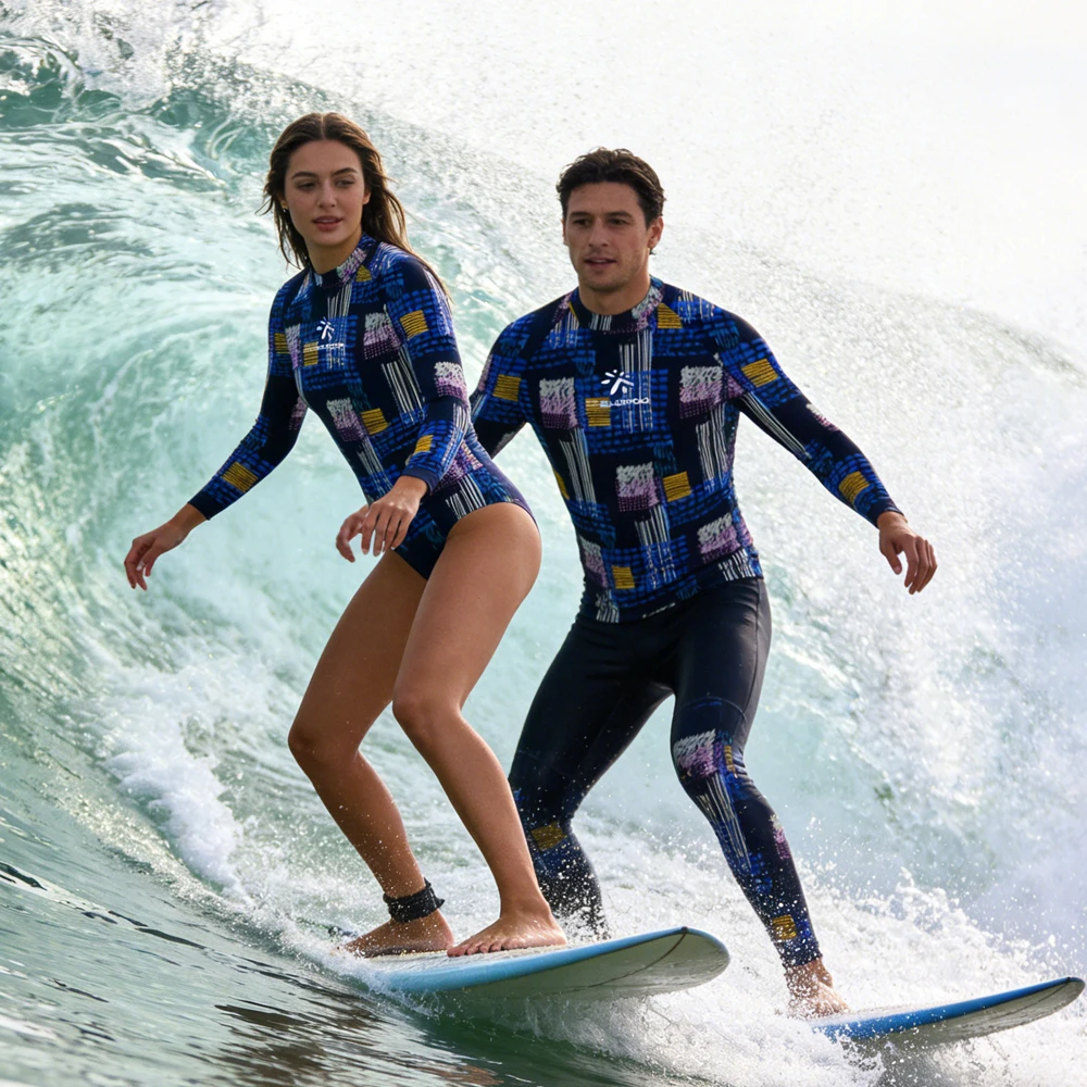 

Men Women Quick Dry Baselayer Skins Performance Breathable Long Sleeve Surfing Water Shirt Printed Swim Shirt for Water Sports