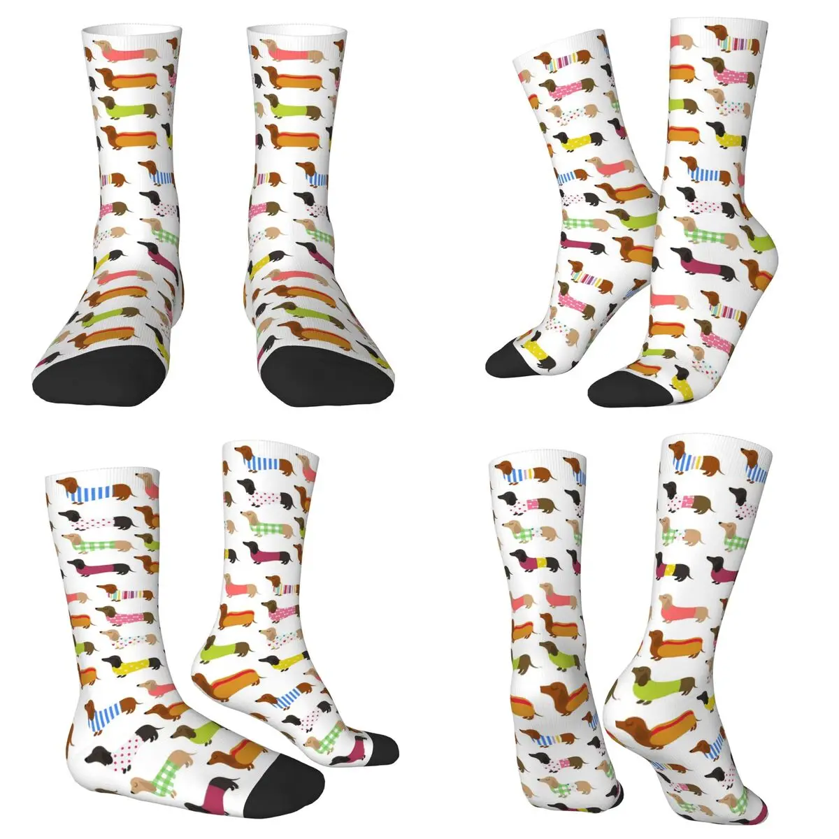 All Seasons Crew Stockings Cute Colorful Animal Sausage Dog Socks Crazy Hip Hop Long Socks for Men Women Valentine's Day Gifts