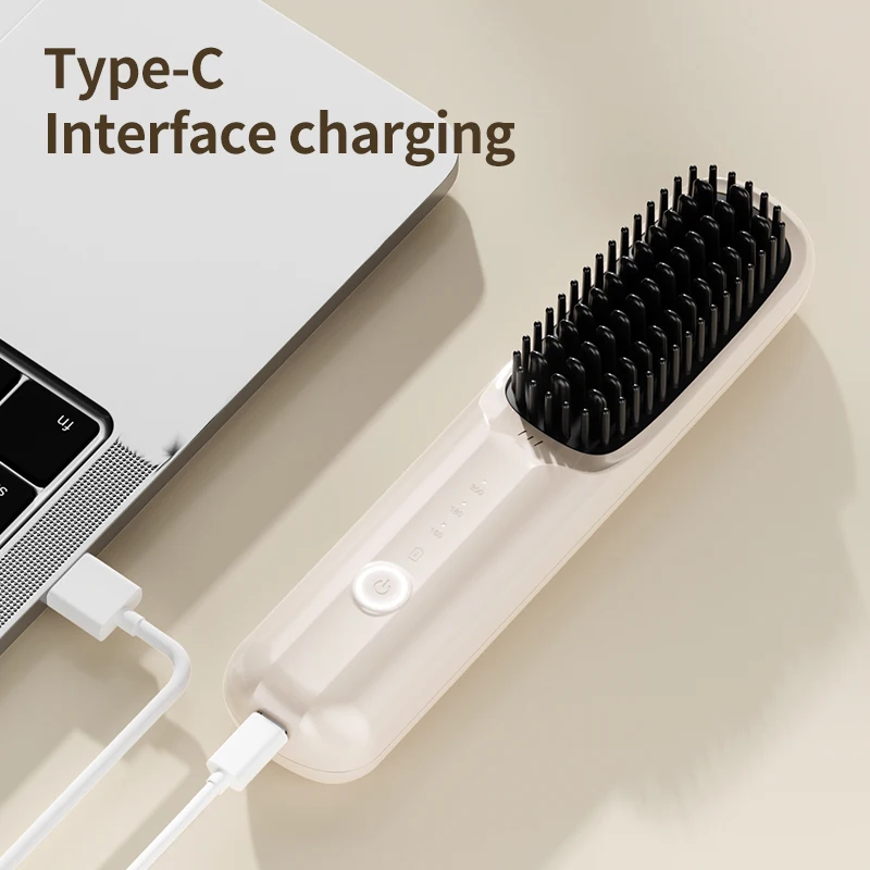 Wireless Hair Straightener Brush Wholesale Cordless Hair Electric Type-C Charging Negative Ion Wireless Straight Hair Comb