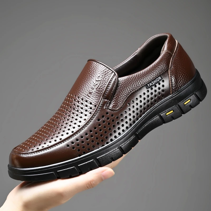 

Summer Men Hollowed Out Loafers Breathable Suitable for Business Leisure Commuting Driving Simple Breathable Lazy Shoes