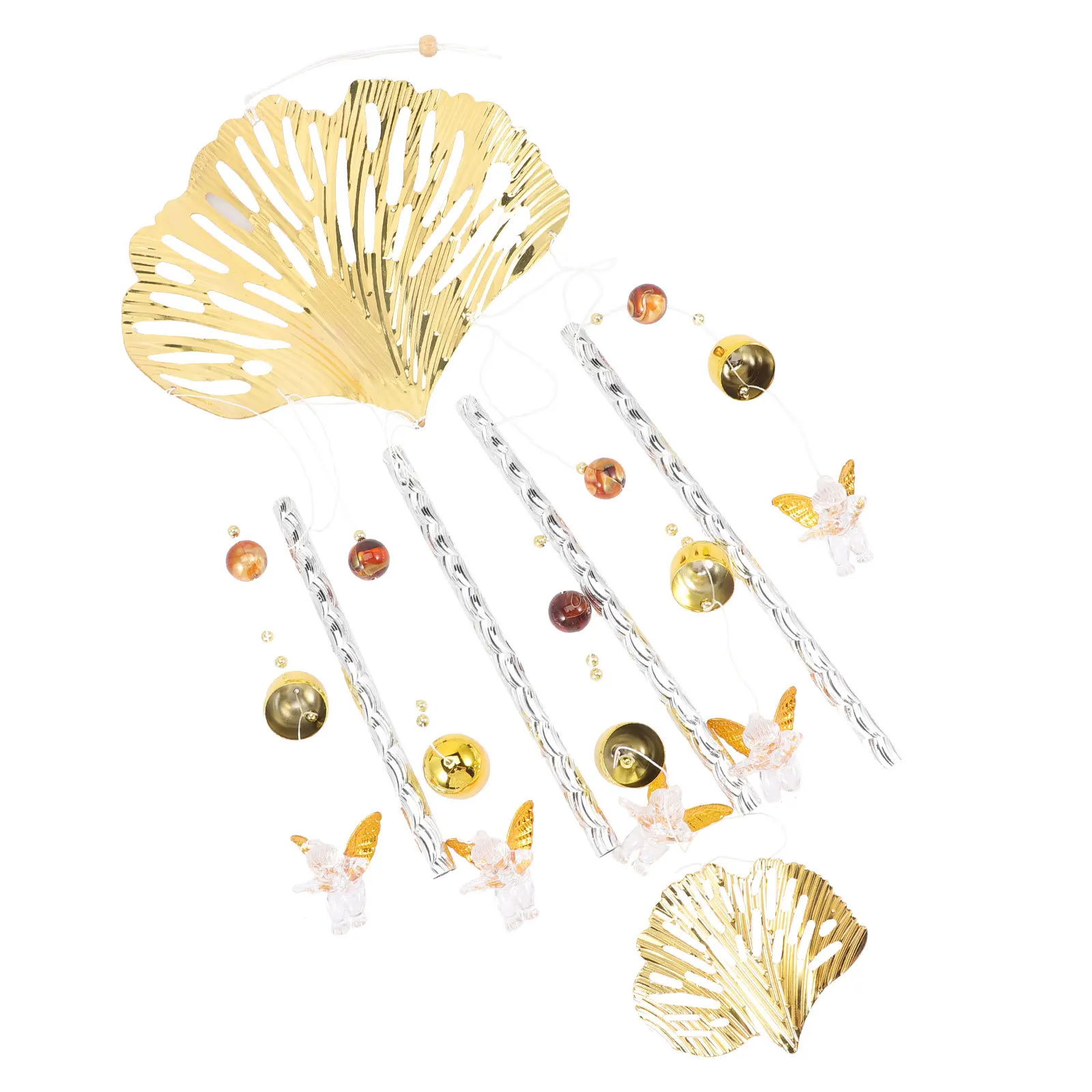 

Gold Ginkgo Leaf Wind Chime Decorative Metal Wind Bell Garden Door Hanging Outdoor Loud Windchimes Windchimes Outdoors