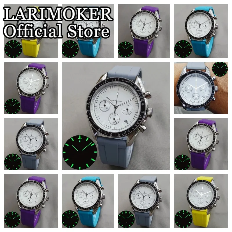 

LARIMOKER сапфировое стекло из нержавеющей стали VK63 корпуса часов с хронографом с ремешками мужские VK63 кварцевый механизм 100 м часы для дайвинга