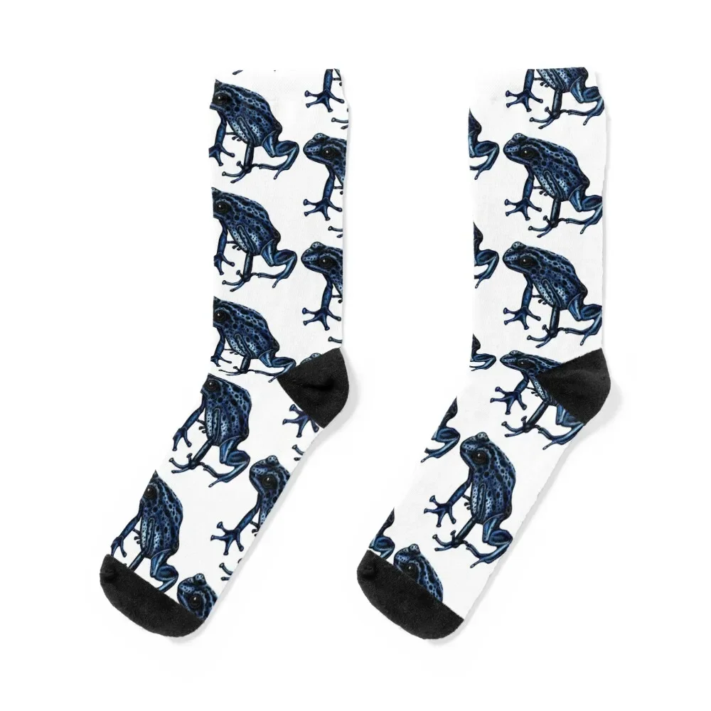 Blue poison dart frog illustration Socks Stockings new year Men's Socks Women's