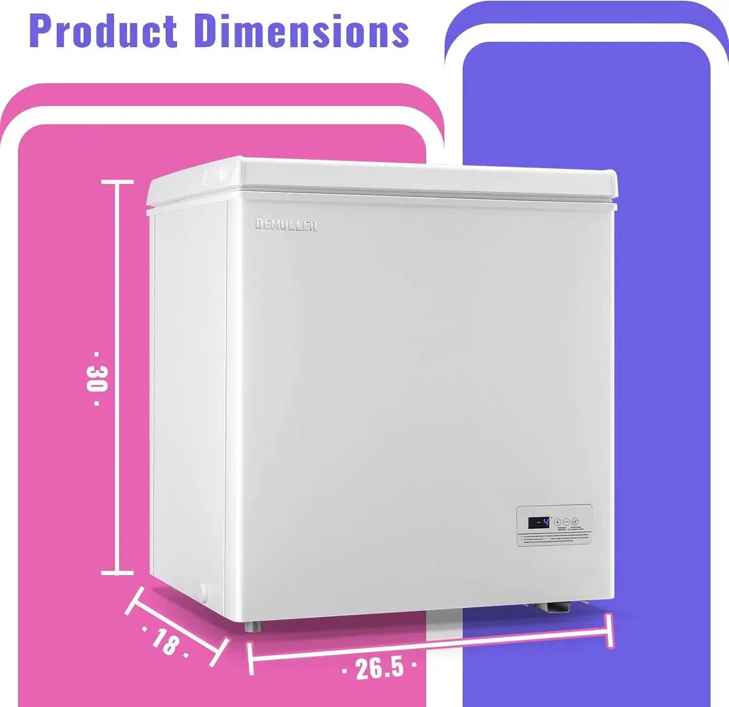 Freezer 5.0Cubic Feet with Intelligent Temperature Control(-15°F to 41°F), Deep Freezer with TWO Hanging Baskets and Side Defros