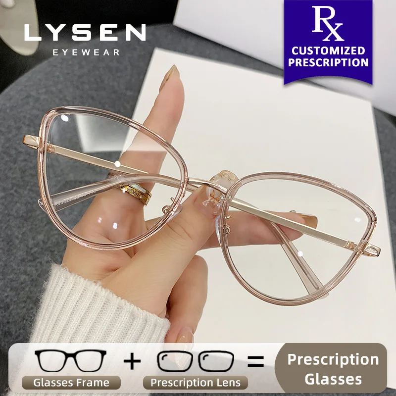 

LYSEN Butterfly Photochromic Myopia Glasses Anti Blue Light Prescription Optical Computer Glasses Progressive Reading Eyeglasses