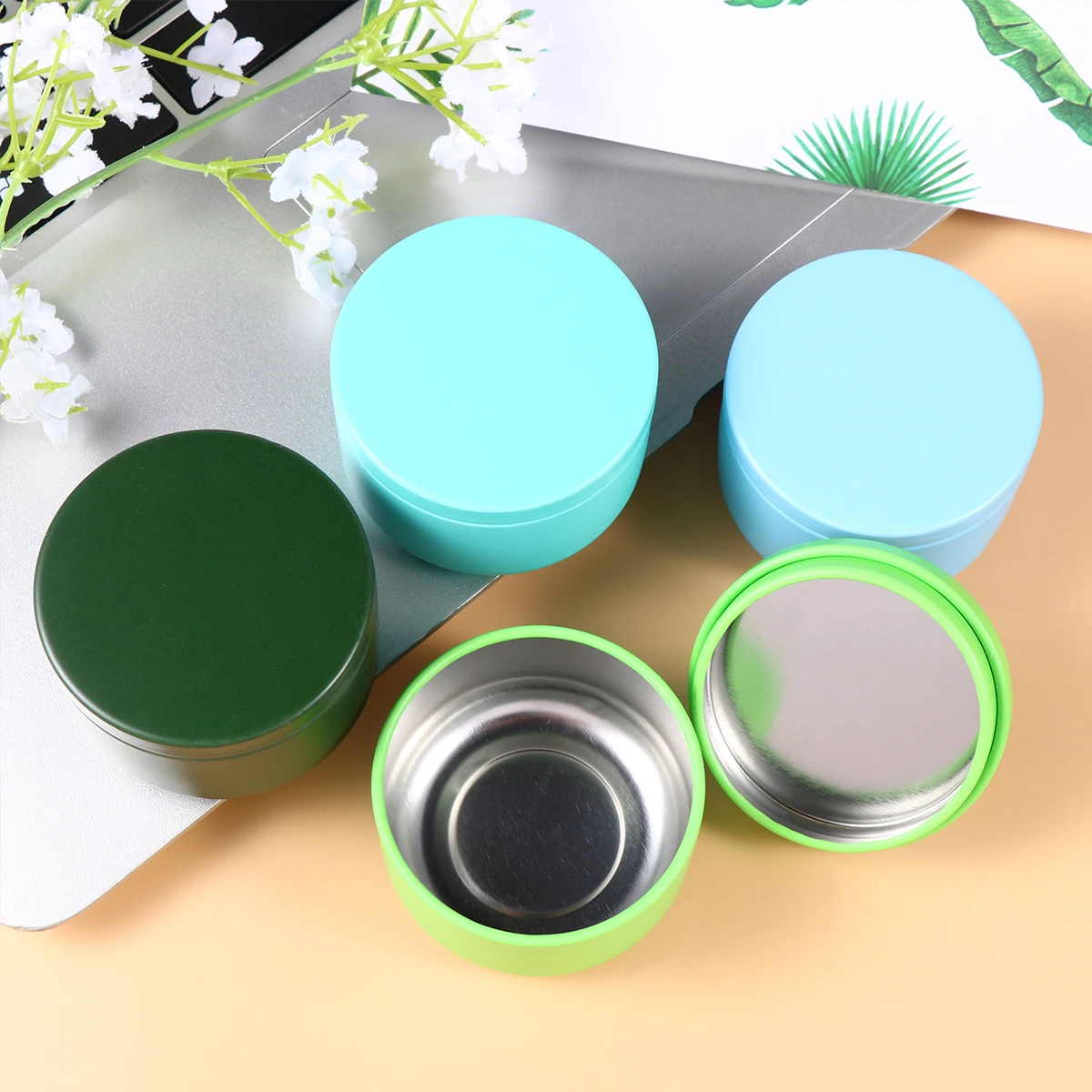 

4Pcs Mini Tinplate Can Creative Universal Packaging Box Tinplate Tea Box Multi-functional Storage Container ( Color)