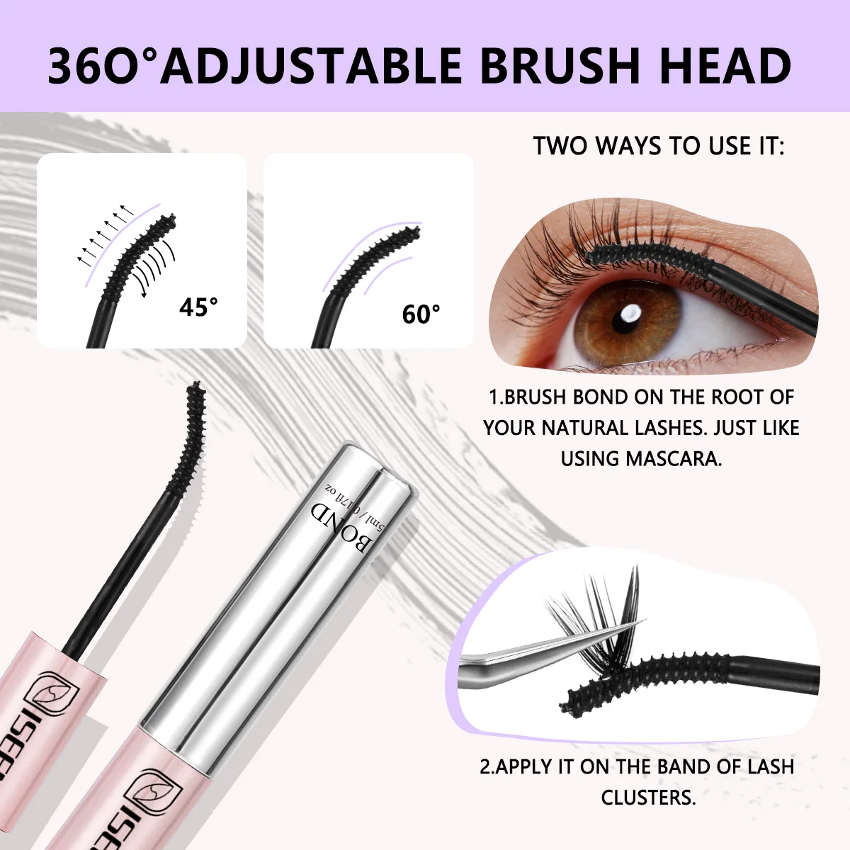 Lash Cluster Bond and Seal Lash Glue for Eyelash Clusters 10ml 2-in-1 Home Use Strong Hold Long Lasting