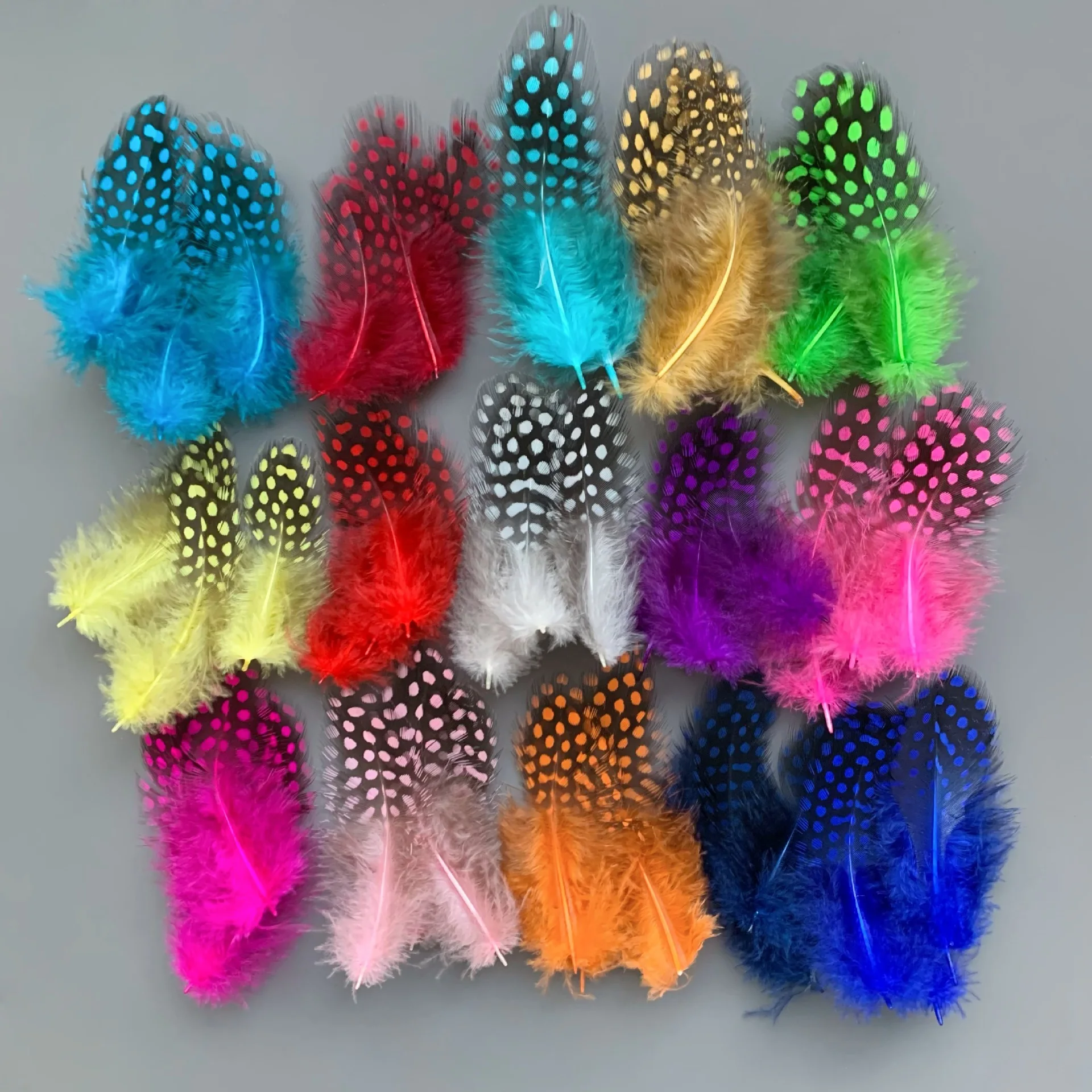 

Colorful Spotted Guinea Fowl Feathers Natural Chicken Plumes for DIY Crafts Clothing Jewelry Wedding Decoration