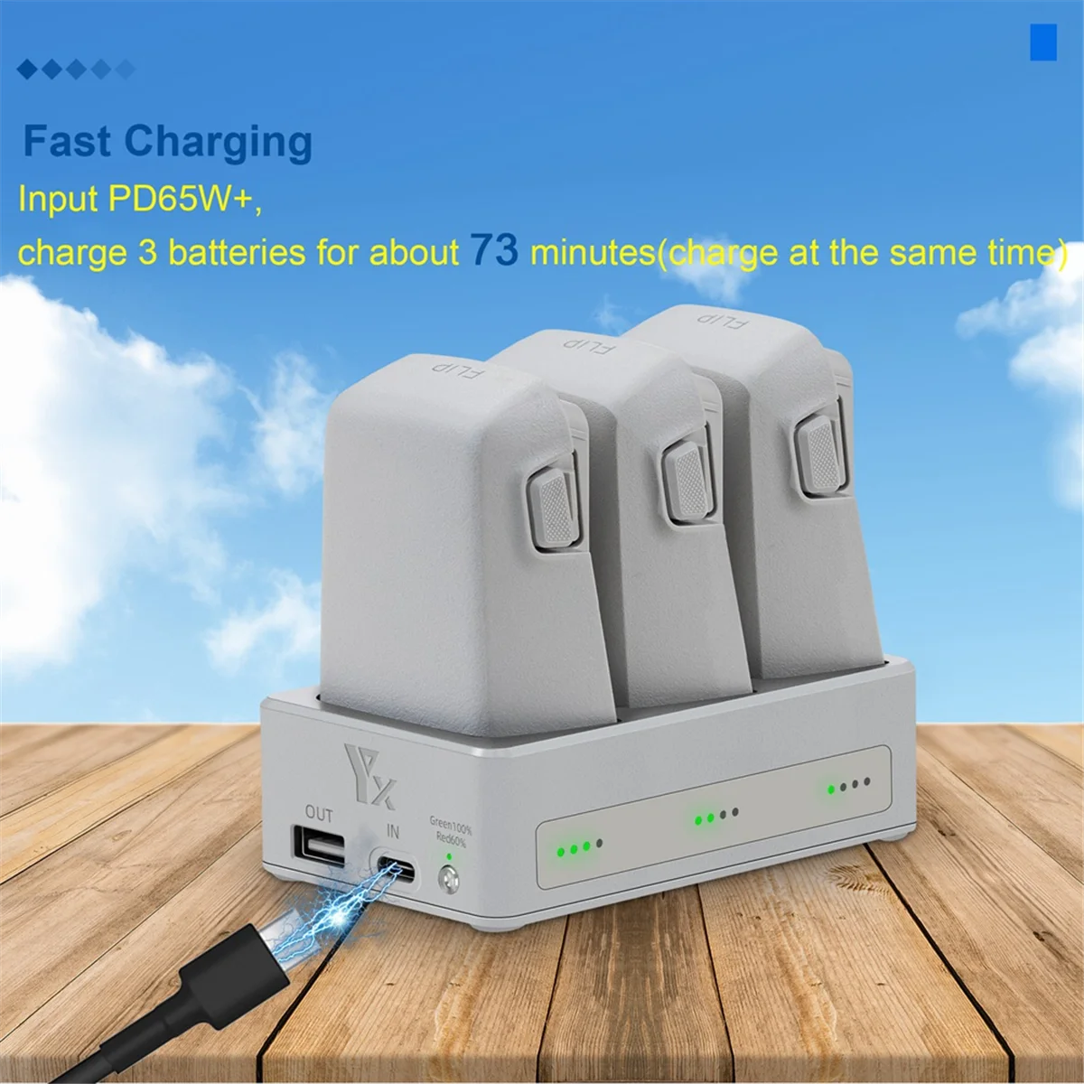 شاحن بطارية بدون طيار A20M لـ FLIP 3-Way Charging Hub Battery Charging Butler لملحقات FLIP