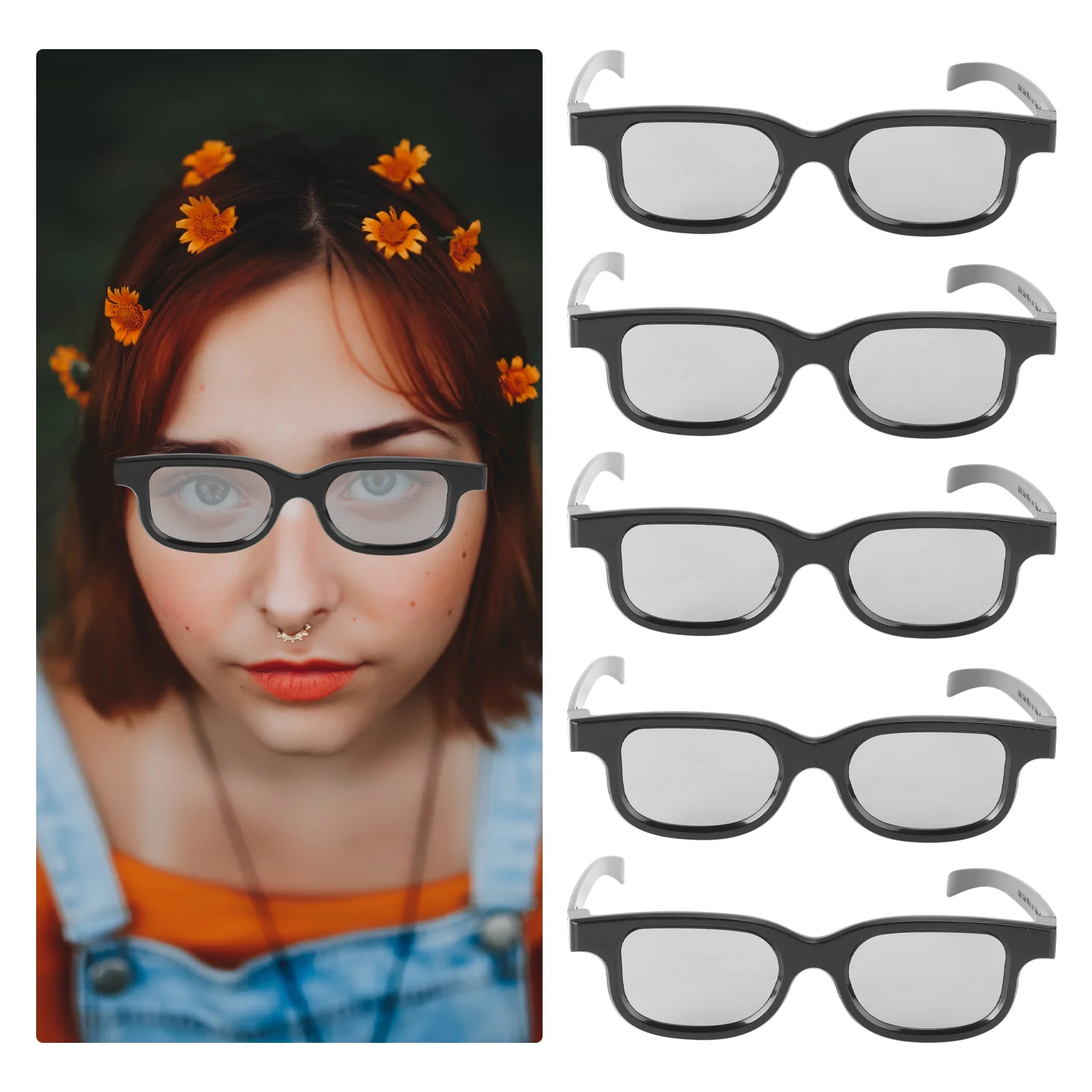 5 Pairs Movie Polarizer Hitoritabi Projector 3 Eyeglasses Game