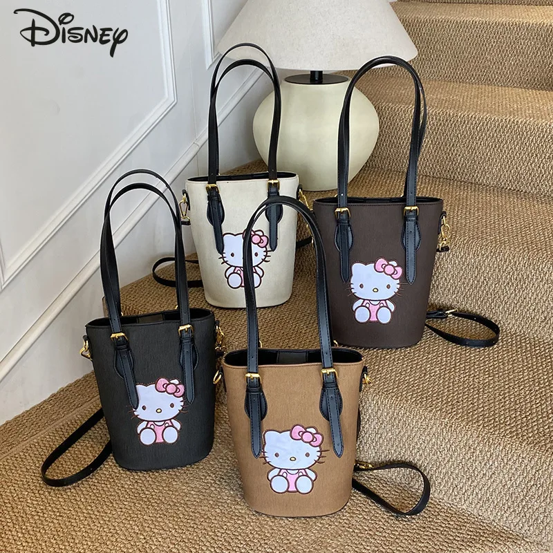 

Hello Kitty 2025 New Women's Bucket Bag Fashion High Quality Women's Handbag Cartoon Versatile Multi Functional Shopping Bag
