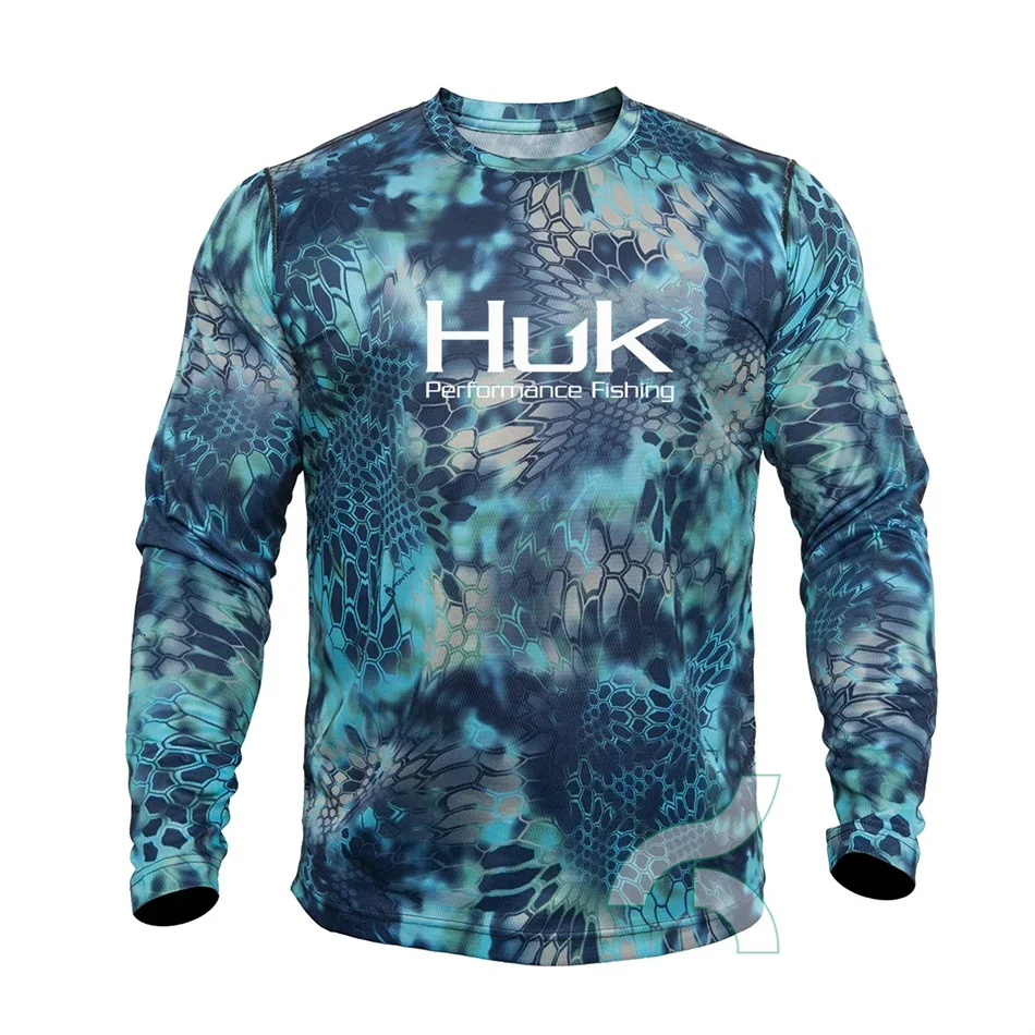 HUK Fishing Shirt Camouflage Long Sleeve T-shirt Tops Men's Fitness Train clothing Sun Protection Fishing Clothes UPF 50+ Jersey