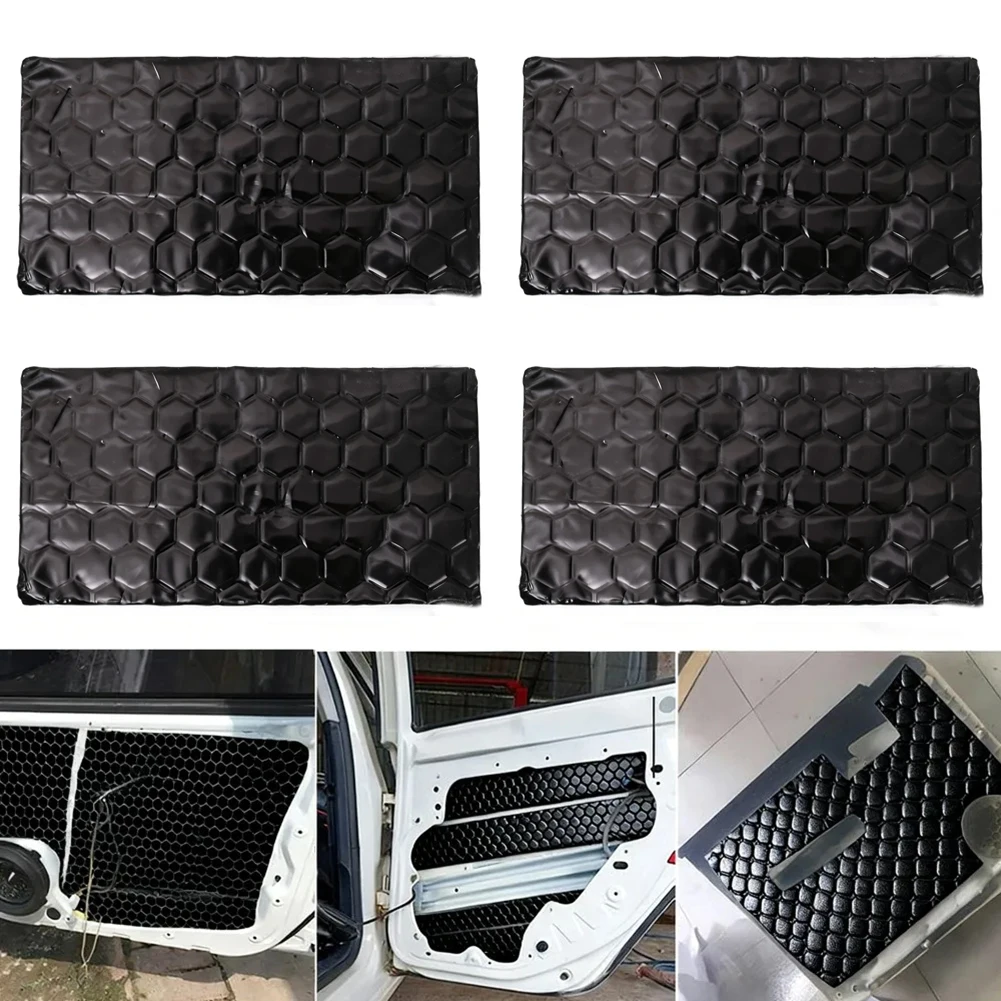 4pcs Car Sound Deadener Noise Insulation Mat Heat Shield Butyl Rubber Aluminium Plate Auto Interior Decal Car Accessories