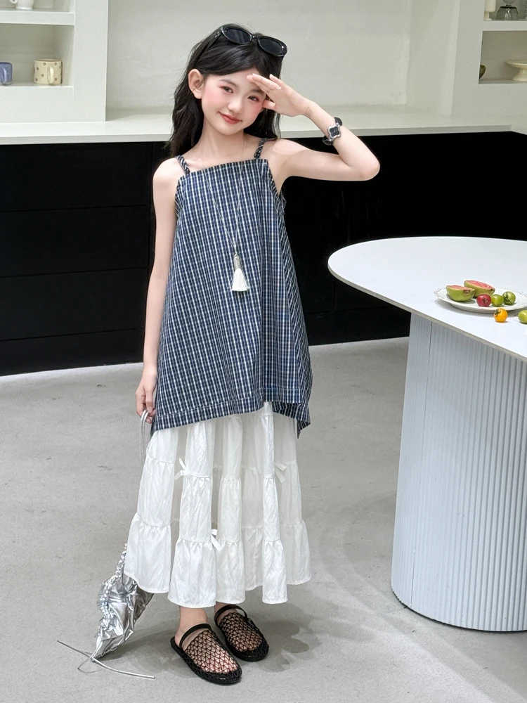 

Faionable Princ Summer Dr Set for Girls Cotton ter Ne Skirt Two Piece Outfit Trendy Child Clothing