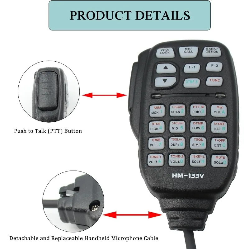 HM-133V Microphone RJ45 8 Pin Handheld Mic for ICOM ID-800H ID-880H IC-2200H IC-2300H IC-2720H IC-2800H IC-208H IC-V8000 Radio