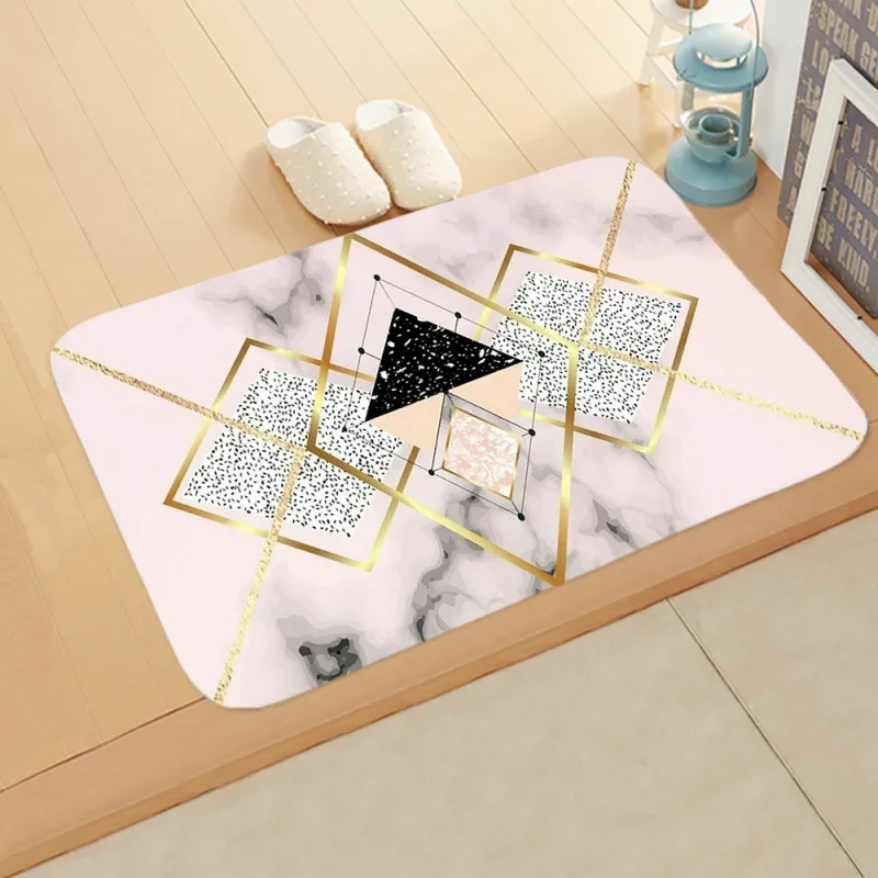 Geometric Triangle Marble Door Mat Non-Slip Soft Floor Rug Modern Minimalist Home Decor Carpet for Entryway Kitchen