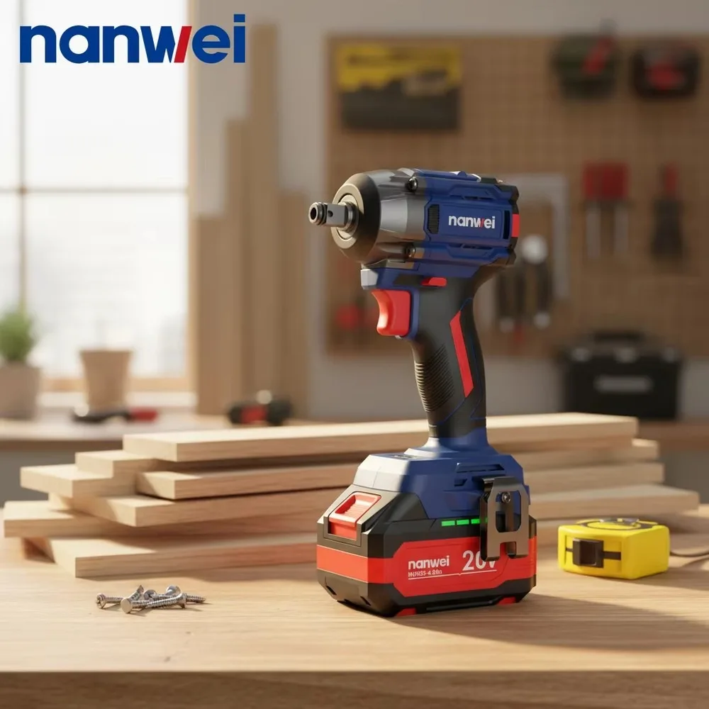20V Brushless Cordless Impact Wrench 1/2 Inch 500N.m High Torque Power Tool For Car Repair & Heavy Duty