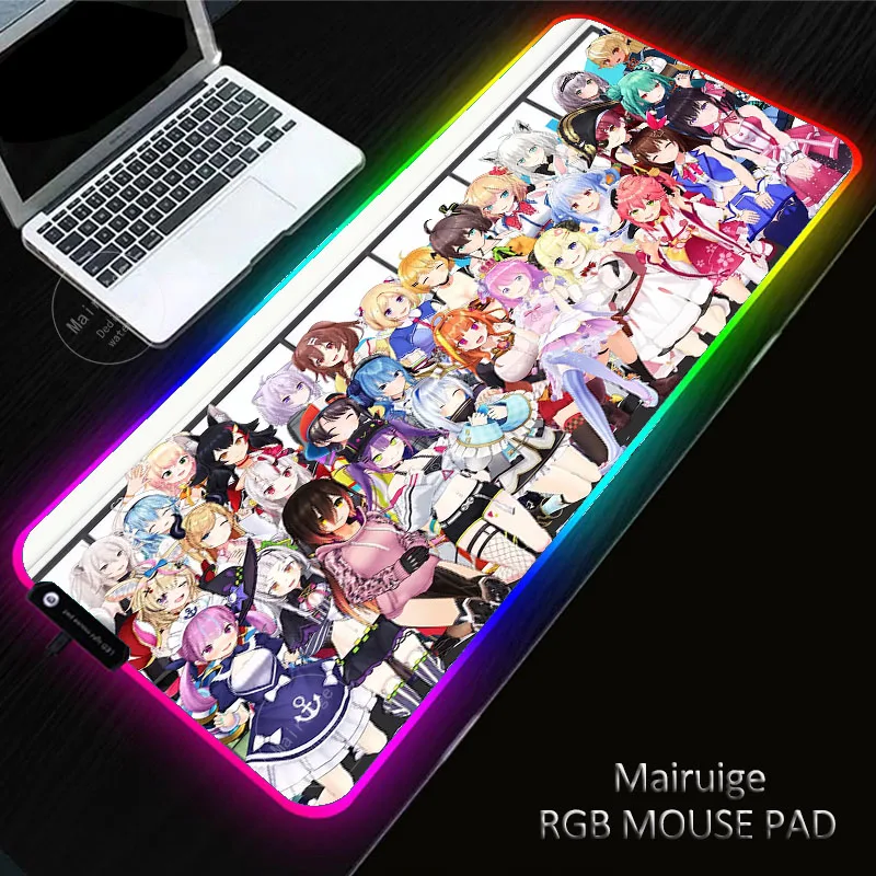 Anime Characters LED Light Gaming XXL LOL Mouse Pad Carpet Rug RGB Large Keyboard Cover Non-Slip Rubber Desk Mat Game MousePads