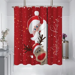 1 piece 180x180cm Christmas Santa Claus pattern printed shower curtain partition bathroom waterproof and mildew proof