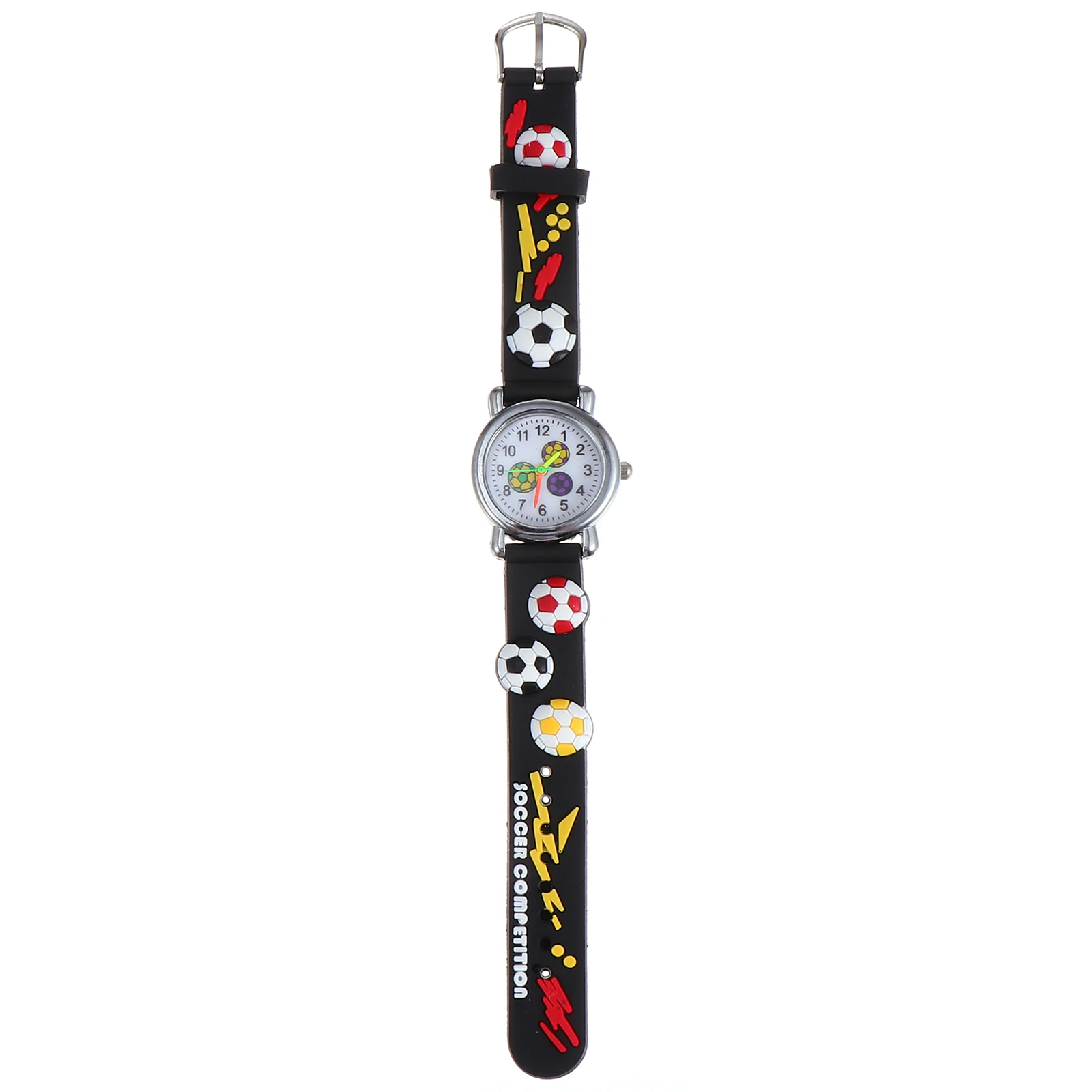 

Football Pattern Kids Watch Durable Cartoon Wristwatch Children Lightweight Plastic Material Ordinary Glass Mirror Gifts Boys