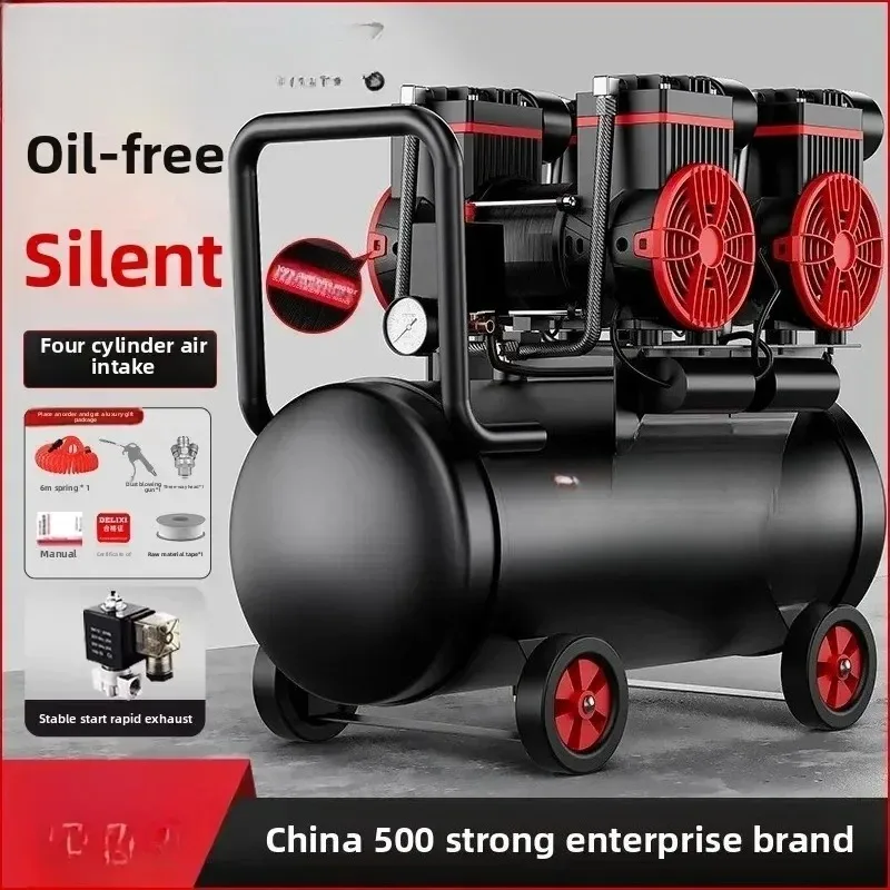 220V Portable Silent Oil-Free Small Industrial Air Compressor Air Pump Mini Quiet DIY Workshop Household - view 2