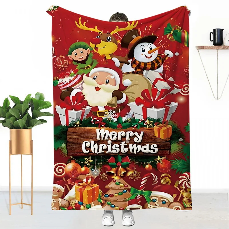 Wearing Christmas Hat Beagle Watercolor Warmth Flannel Blanket For Pet Lovers Soft Cozy Throw Blanket Keepsake