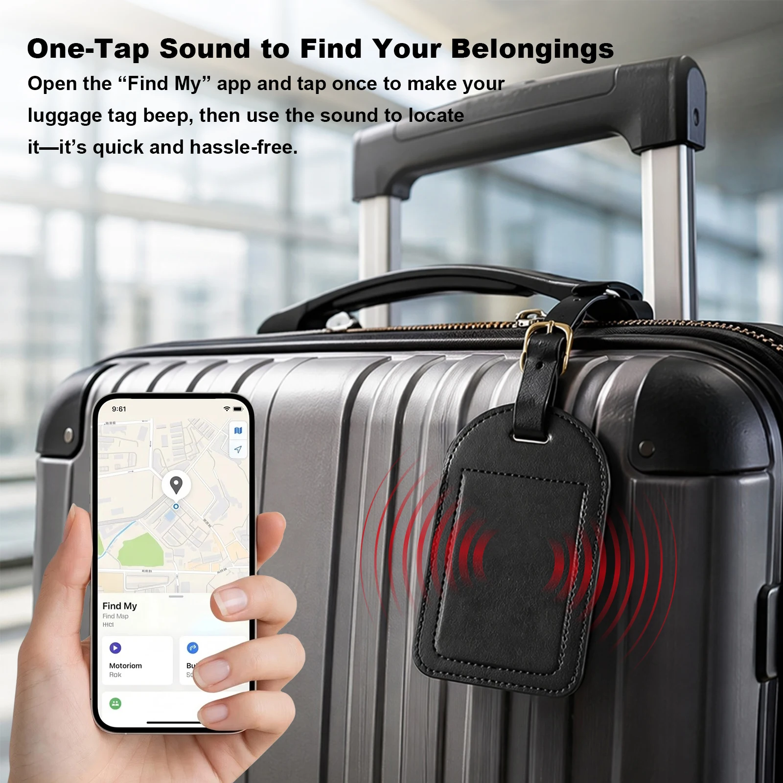 PU Metal Luggage Tag Anti-Lost Device-compatible GPS Tracker Locator for IOS Devices Travel Baggage Tag
