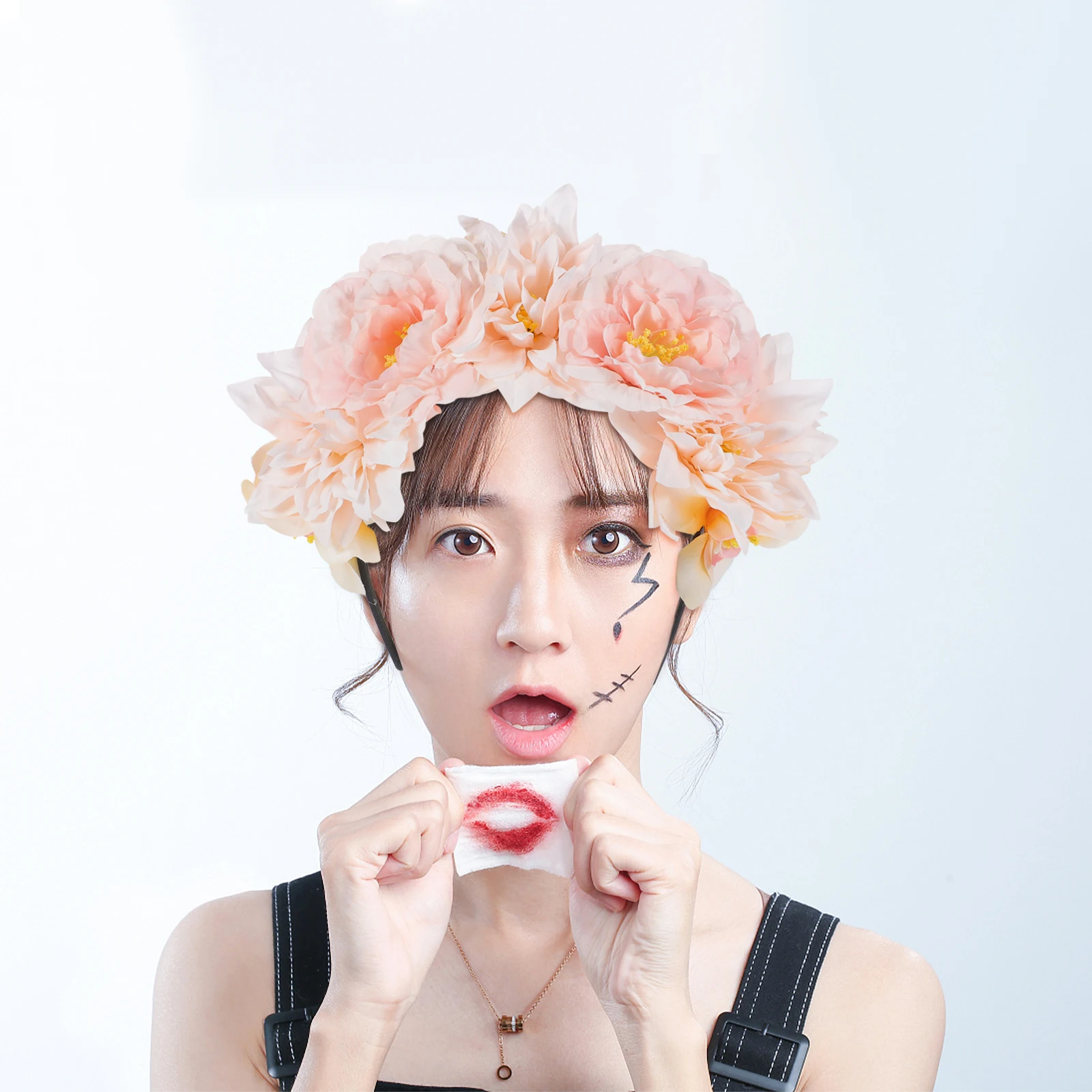 

Party Artificial Flower Headband Floral Headpiece Hair Decorative Pink Fabric Headbands Decoration