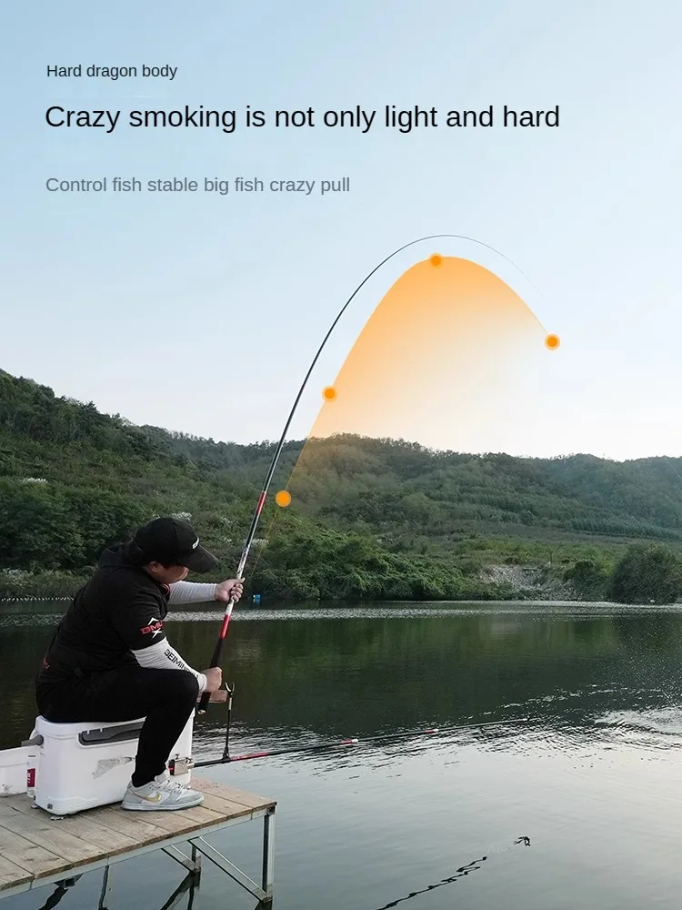 BEIMINGYU 5.4m-8.1m Taiwan Fishing Pole Ultralight Carbon Hand Fishing Rod 19 Tune Super Hard Competition Cane Fishing Gear