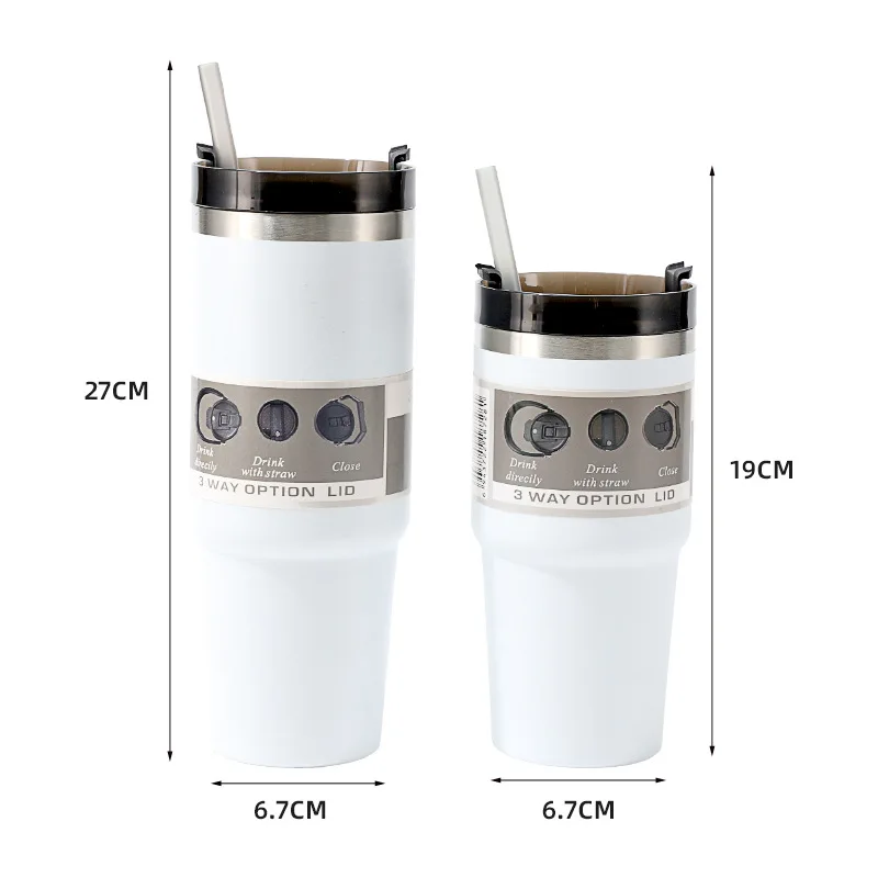 Cross-border new 20/30oz car cup double-layer 304 stainless steel thermos cup convenient car straw cup wholesale