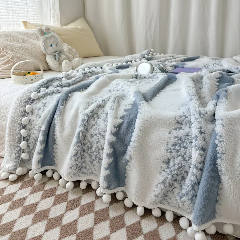 two-color jacquard star velvet Dream Talk ball blanket,  comfortable and breathable, dopamine color series, festival gift