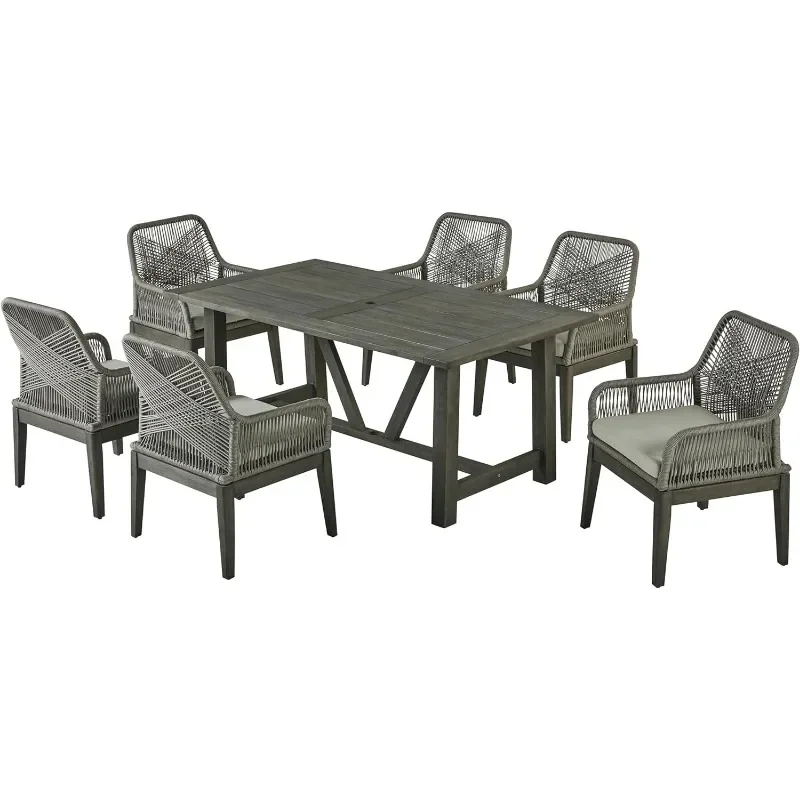 D1004. Salle à manger, ensemble de 2 chaises, meubles de patio gris, mobilier d'extérieur