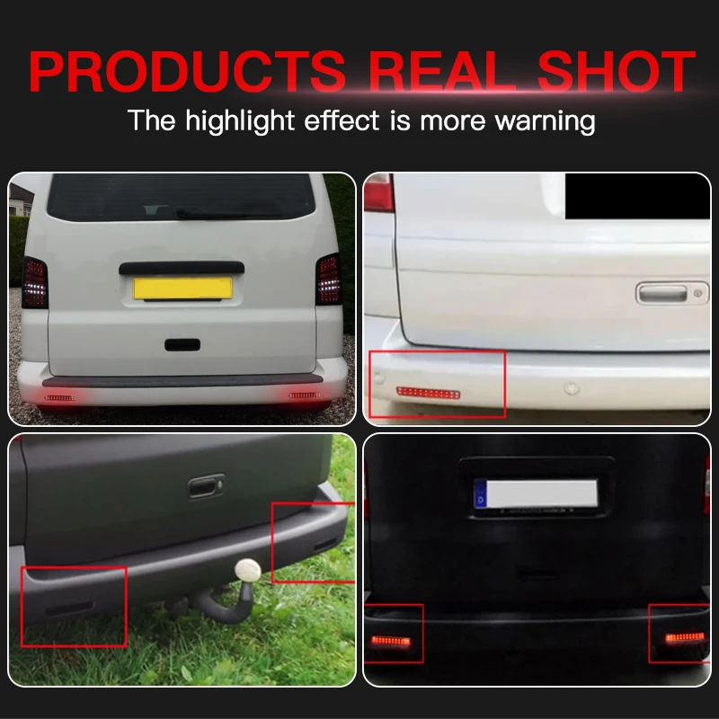 

2PCS for Volkswagen T5 Transporter/Caravelle/Multivan - LED Rear Bumper Light Reflector Brake Lamps Warning Fog Lights Indicator
